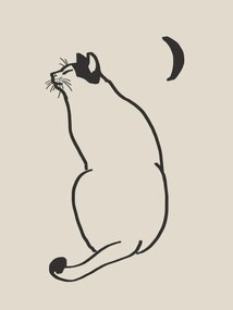 Ilustrácia Line Art Cat Drawing, Little Dean, (30 x 40 cm)