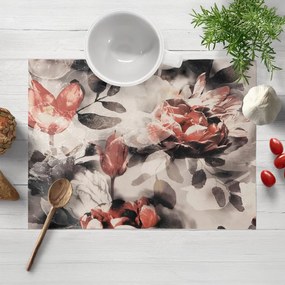 Biante Dekoračné prestieranie na stôl Parma PM-111 Tehlovo červené kvety na dymovo sivohnedom 30x40 cm