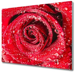 Sklenená doska na krájanie Vodné kvapky na ružu 60x52 cm