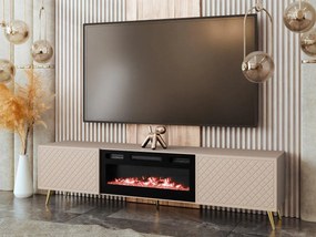 TV skrinka s krbom Baranto EF (pieskovo béžová + zlatá) . Vlastná spoľahlivá doprava až k Vám domov. 1106173