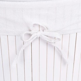 Rohový kôš na bielizeň 60 l bambusový biely