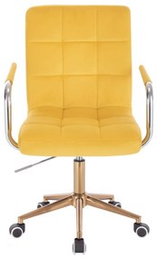 LuxuryForm DESIGN Stolička VERONA VELUR na zlaté podstave s kolieskami - žltá
