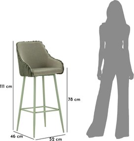 Zelené čalúnené barové stoličky v súprave 2 ks s podrúčkami (výška sedadla 78 cm) Alaska – Mauro Ferretti