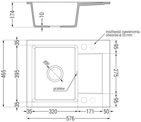 Mexen Enzo, 1-komorový granitový drez 576x465x174 mm a drezová batéria Flora, čierna škvrnitá, 6506-76-670401-57-G