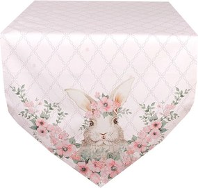 Ružový bavlnený behúň s králikom Floral Easter Bunny - 50*160 cm