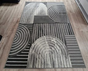 HU Sivý geometrický obdĺžnikový koberec NEW IDEA 90141-0433 Rozmer: 80x150 cm