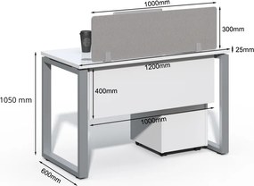 Kancelársky stôl s kontajnerom Houseland Prime Max 01 120 cm biely
