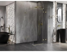 Mexen Lunar T, výklopný sprchový kút pravý 110 x 110 cm, 8mm číre sklo, zlatý kartáčovaný - 834T-110-110-55-00-P