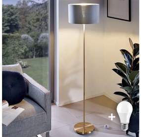 LED stojacia lampa TUNJA 1xE27/20W/230V pr. 38 cm zlatá/sivá