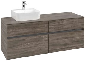 VILLEROY &amp; BOCH Collaro závesná skrinka pod umývadlo na dosku (umývadlo vľavo), 4 zásuvky, 1400 x 500 x 548 mm, Stone Oak, C10100RK