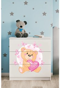 Komoda Babydreams 80 cm medvedík s motýlikmi biela