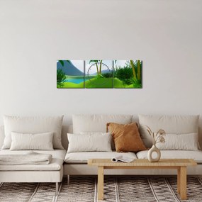 Obraz - Jazerá v jungli (s hodinami) (90x30 cm)