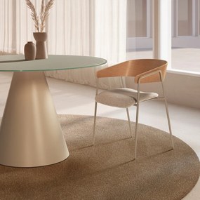 Svetlosivé/v prírodnej farbe čalúnené jedálenské kreslá v súprave s podrúčkami 2 ks Cora – MOME