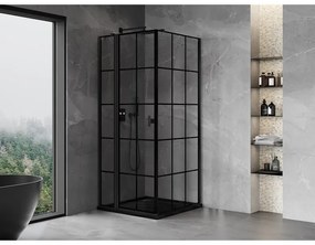 Mexen Mist T, sprchový kút s krídlovými dverami, ľavý, 95 x 95 cm, 8mm číre sklo, čierny profil, 8A4T-095-095-70-77-L