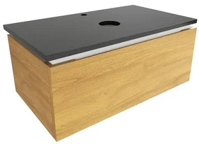 Kúpeľňová skrinka s granitovou doskou SAT Feel 80x30x46 cm dub medový mat SATFEEL80DMZ