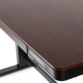 Výškovo nastaviteľný stôl OfficeTech 2, 120 x 60 cm, čierna / mahagon