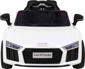 Ramiz Elektrické autíčko Audi R8 pre deti biele + diaľkové ovládanie + EVA + plynulý štart + MP3 LED