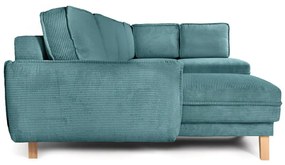 Tyrkysovomodrá menčestrová rozkladacia rohová pohovka (pravý roh/do tvaru "U") Tori – Bonami Selection