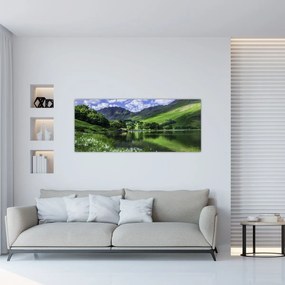 Obraz - Krajina s jazerom (120x50 cm)