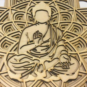 SENTOP | 3D Viacvrstvový drevený Budha v mandale | Luxusná zenová dekorácia | SENTOP PR0459