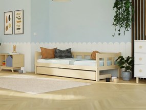 Drevená jednolôžková posteľ FENCE 4v1 so zábranou a úložným šuplíkom