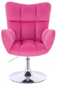 LuxuryForm DESIGN Kreslo AURORA VELUR na striebornom tanieri - tmavo ružové