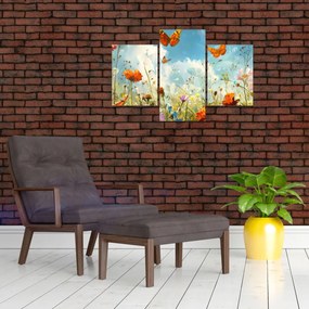 Obraz - Motýle na letnej lúke (90x60 cm)