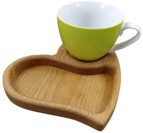AMADEA Drevená miska srdca s hrnčekom, masívne drevo, rozmer 17 x 15,5 cm, český výrobok