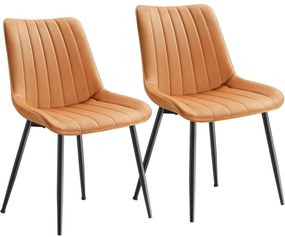Súprava 2 kuchynských stoličiek, zamatové stoličky, karamelová farba