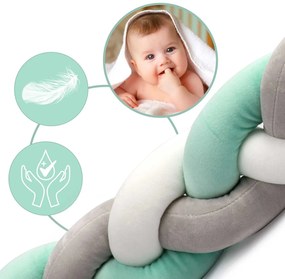 Ricokids nárazník do detskej postieľky 2 m - mätovo sivý