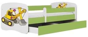 Letoss Detská posteľ BABY DREAMS 180/80 - Bager Zelená S matracom S uložným priestorom