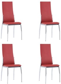 Jedálenské stoličky 4 ks, červené, umelá koža