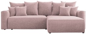 Rohová sedačka Baria (P) (púdrovo ružová). Akcia -20%. Vlastná spoľahlivá doprava až k Vám domov. 1133094