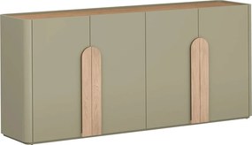 Komoda Amilio 200 cm štvordverová - eukalyptus / dub baltic dune / úchytky dub prírodný