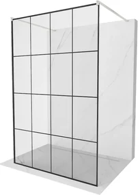 Mexen Kioto, sprchová zástena Walk-In 130 x 200 cm, 8mm sklo čierny vzor, brúsená oceľ profil,  800-130-002-97-77