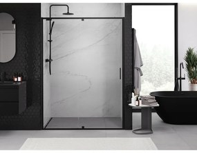 Mexen Exo, 1-krídlové dvere do otvoru 130x200 cm, 6mm číre sklo, čierny profil, 819-130-000-70-00