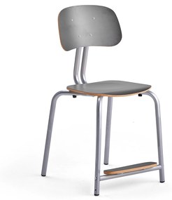 Školská stolička YNGVE, so 4 nohami, strieborná, antracit, V 500 mm