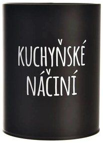 Dóza, plechová, čierna, bez veka, KUCHYNSKÉ NÁČINIE