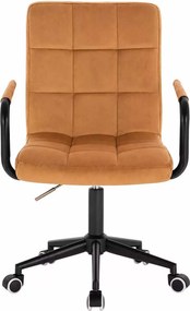 LuxuryForm DESIGN Otočná stolička VERONA BLACK VELUR na čiernej podstave s kolieskami - medová