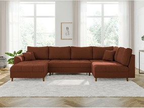 Menčestrová rohová pohovka v tehlovej farbe (ľavý roh) Ariella – Ropez