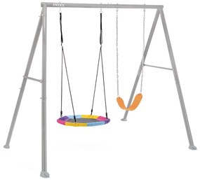 INTEX Detská záhradná hojdačka 44126 – dvojitá (klasická + bocianie hniezdo) pre 3 deti