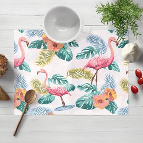 Biante Dekoračné prestieranie na stôl Leona LN-018 Plameniaky a tropické rastliny 35x45 cm