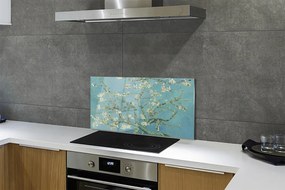 Sklenený obklad do kuchyne Art mandľové kvety 140x70 cm
