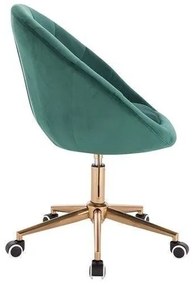 LuxuryForm DESIGN Kreslo VERA VELUR na zlatej podstave s kolieskami - zelené