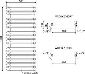 Mexen Akan vykurovacie teleso 1080 x 500 mm, 784 W, biela, W121-1080-500-00-20