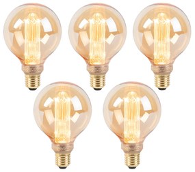 Sada 5 LED žiaroviek G95 E27 5W 1800K jantárová 3-stupňovo stmievateľná