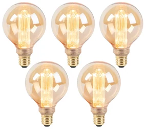 Sada 5 LED žiaroviek G95 E27 5W 1800K jantárová 3-stupňovo stmievateľná