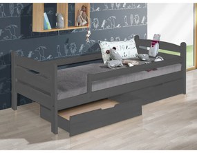 Detská posteľ z MASÍVU borovice 200x90cm SO ŠUPLIKMI - MARY - šedá