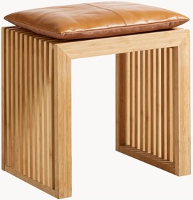 Taburetka z bambusového dreva's koženou poduškou Rib