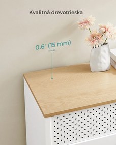 Kovová úložná skrinka BRIX, 76x80x40cm, biela/hnedá SongmicsHome